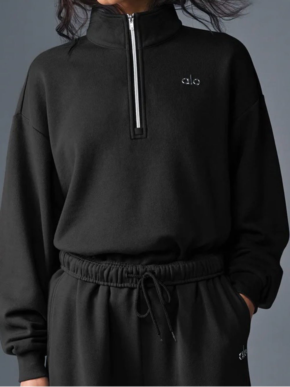 ALO Yoga Black Half-Zip Sweatshirt